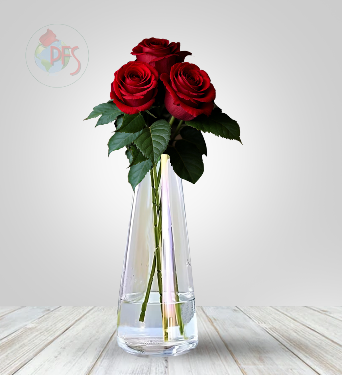 Vased 3 Roses