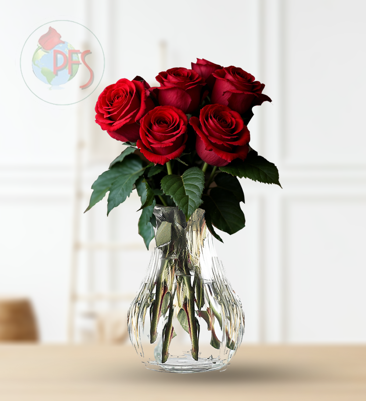 Vased Half Dozen Roses