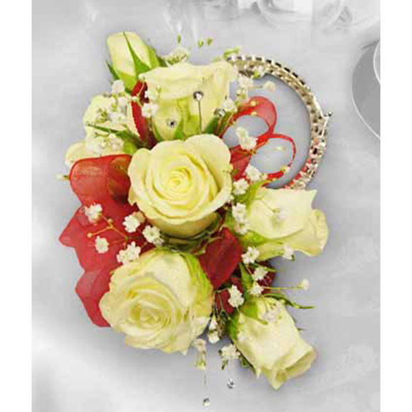 White Roses with Rhinestone Bracelet