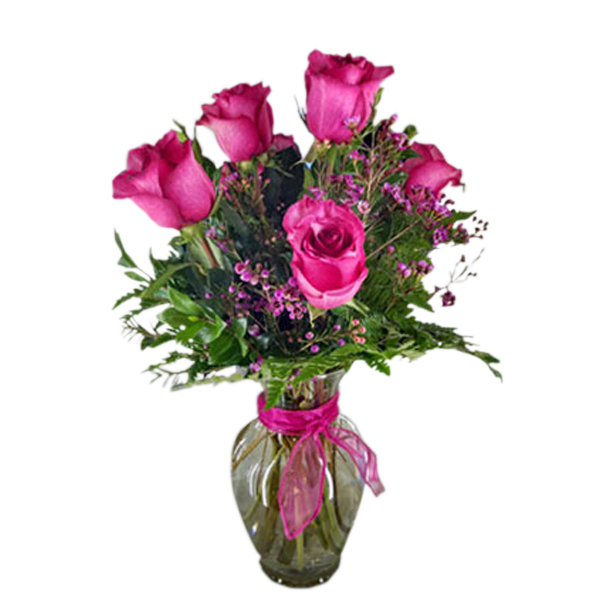 Six Pink Roses